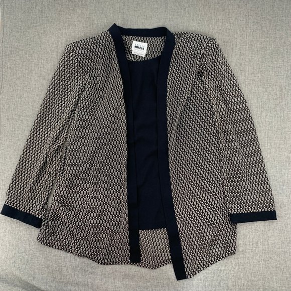Vintage Leslie Fay Open Cardigan w/Tank attached‎ Size 16 WP Black & Tan Acrylic - Picture 1 of 11